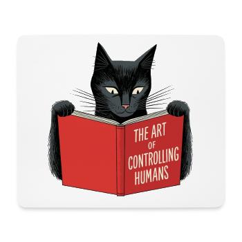 Schwarze Katze liest rotes Buch - Mousepad (Querformat) - Weiß - Vorne