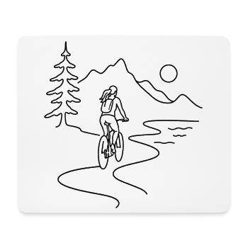 Cyclist woman in mountains - Mousepad (Querformat) - Weiß - Vorne
