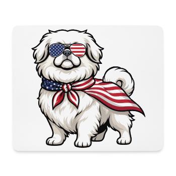 Patriotic Pekingese - Peke Dog Mom Dad Lap Dog - Mouse Pad (horizontal) - white - Front