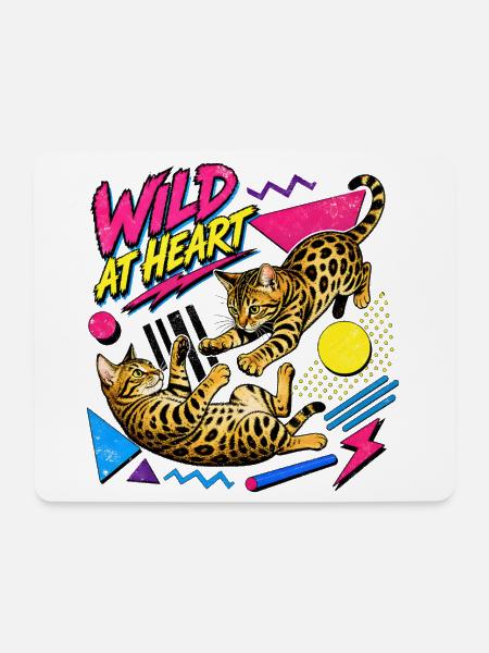 90s Memphis Style Bengal Katzen - Mousepad (Querformat) - Weiß