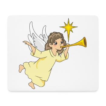 Cartoonish_angel_is_playing_the_flute - Mousepad (Querformat) - Weiß - Vorne