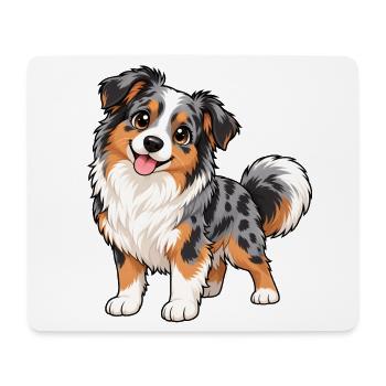 Australian Shepherd Kawaii Style – Süßer Hund - Mousepad (Querformat) - Weiß - Vorne