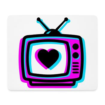 Pink TV Herz Glitch Icon - Mousepad (Querformat) - Weiß - Vorne