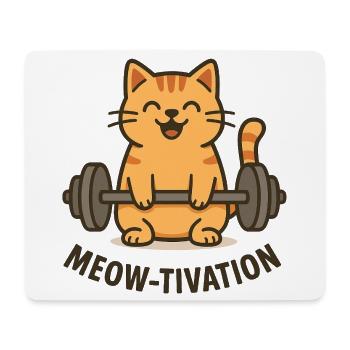 Meow-tivation – Katze beim Gewichtheben - Mousepad (Querformat) - Weiß - Vorne