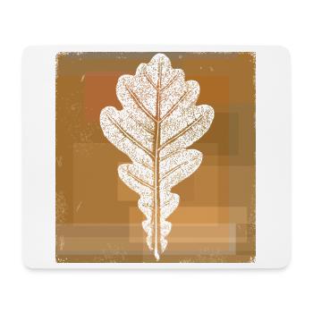 Eichenblatt - Botanisch / Stencil Quadrat Rahmen - Mousepad (Querformat) - Weiß - Vorne