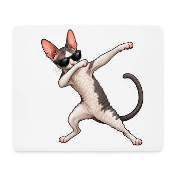 Dabbing Cornish Rex – Coole Lockenkatze - Mousepad (Querformat) - Weiß - Vorne
