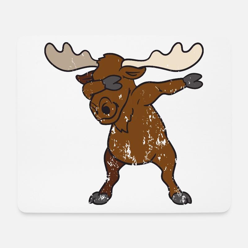 Retro Vintage Grunge Style Dabbing Dab Elche - Mousepad (Querformat) - Weiß