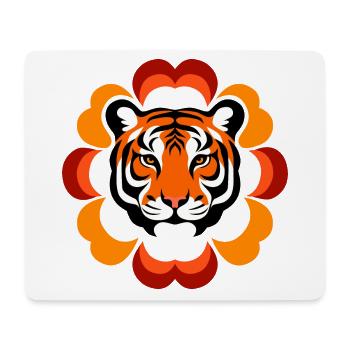 Retro Flower Power Tiger - Mousepad (Querformat) - Weiß - Vorne