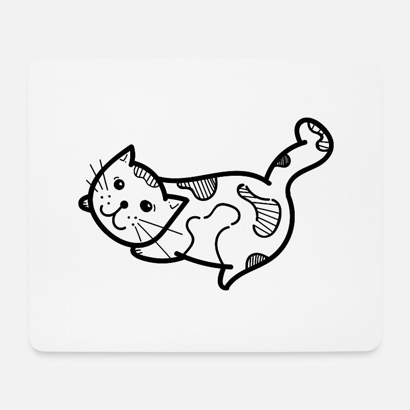 Cat domestic cat pet drawing hand drawn - Mouse Pad (horizontal) - white