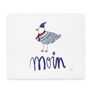 Moin Möwe Ringelshirt - Mousepad (Querformat) - Weiß - Vorne