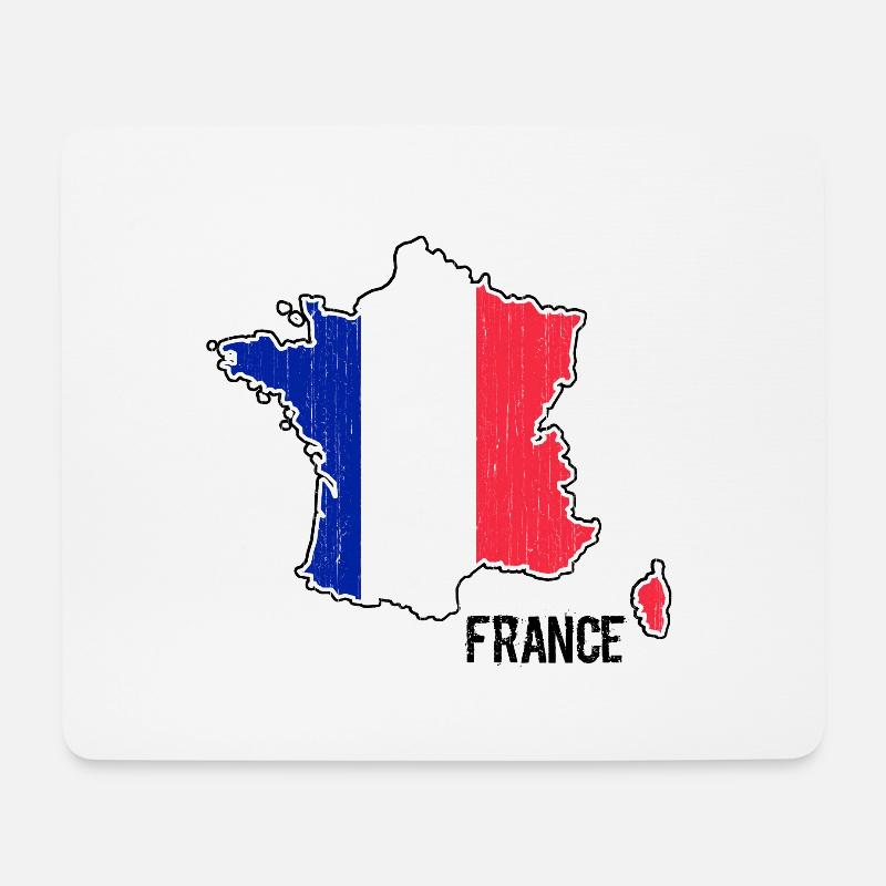 Frankreich Flagge Landkarte Umriss - Mousepad (Querformat) - Weiß