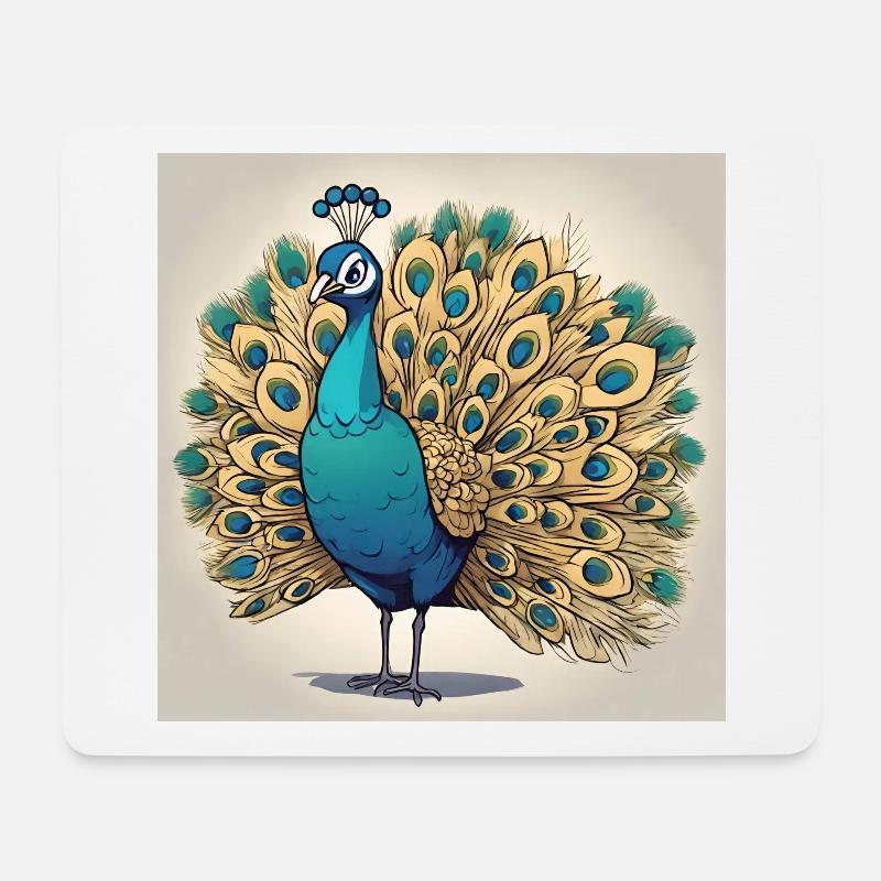 Pfau - Mousepad (Querformat) - Weiß