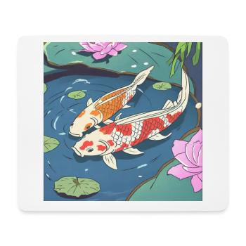 Koi Karpfen in einem Teich - Mousepad (Querformat) - Weiß - Vorne