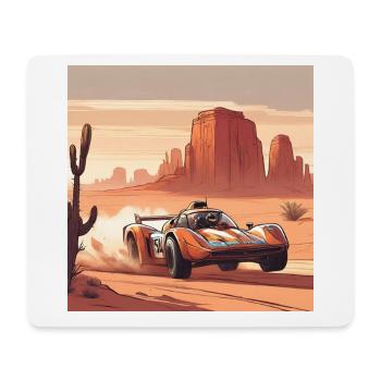 Race car driving through the desert - Mouse Pad (horizontal) - white - Front