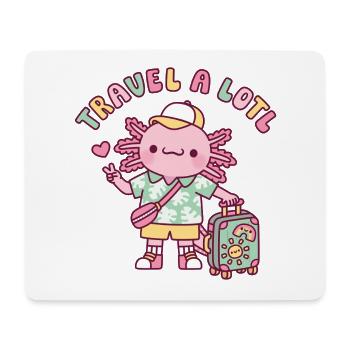 Cute Travel A Lotl Axolotl With Luggage Funny Pun - Mouse Pad (horizontal) - white - Front