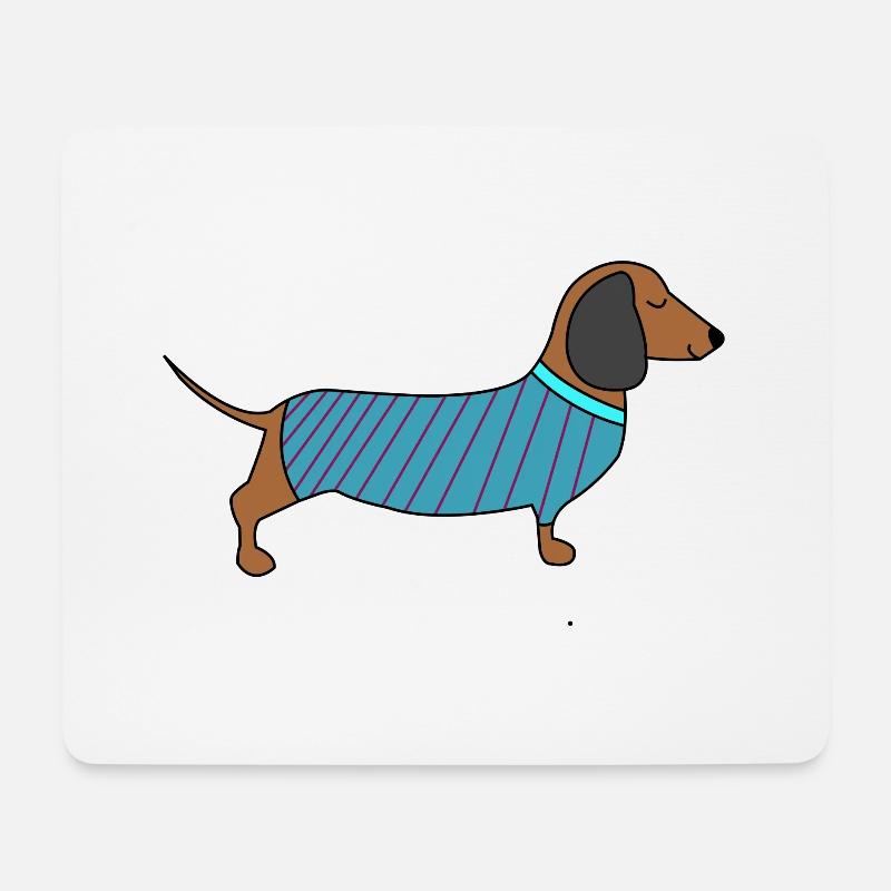 Dackel mit Pulli - Mousepad (Querformat) - Weiß