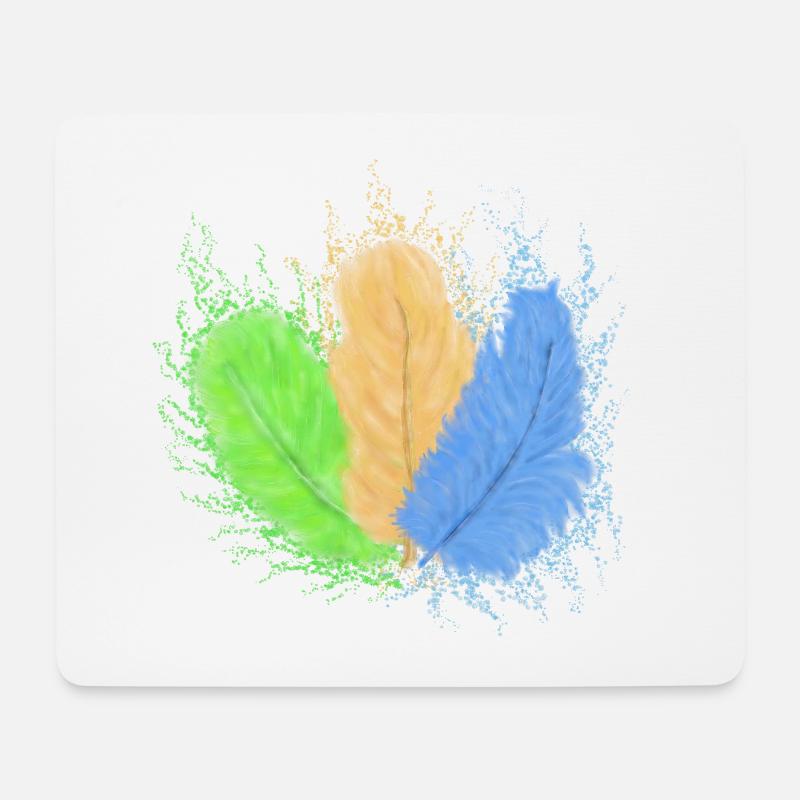 Feathers, colourfully mixed - Mouse Pad (horizontal) - white