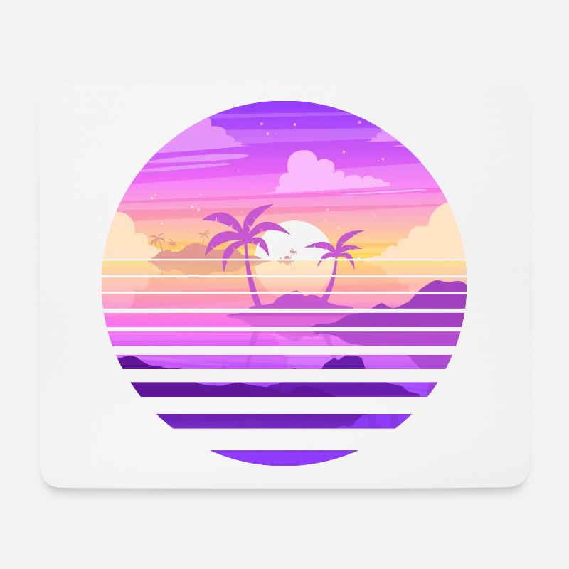 Sonnenuntergang auf der paradiesischen Insel - Mousepad (Querformat) - Weiß