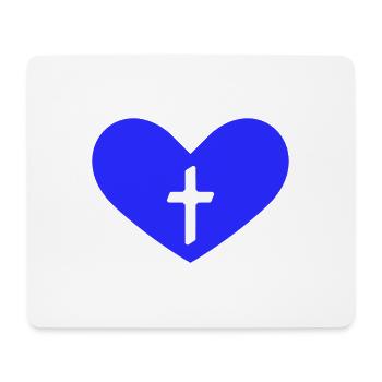 Cross heart symbol sign religion blue - Mouse Pad (horizontal) - white - Front