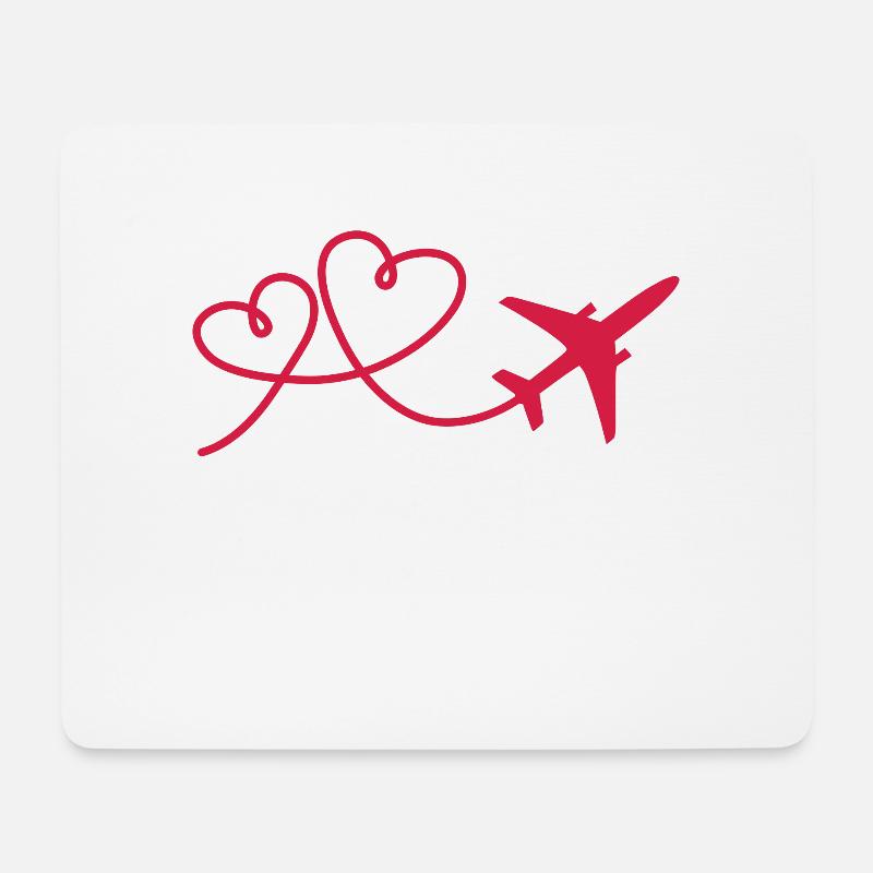 Airplane aviator with heart - Mouse Pad (horizontal) - white