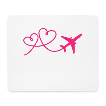 Avion avion avec coeur Rose - Tapis de souris (format paysage) - blanc - Devant