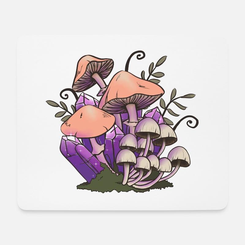 Funghi e cristalli - Tappetino per mouse (orizzontale) - bianco