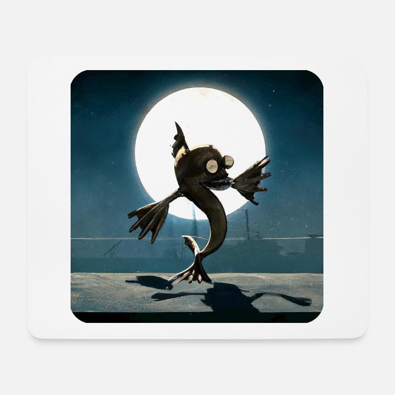 Fisch tanzt im Mondenschein Posteroptimiert - Mousepad (Querformat) - Weiß