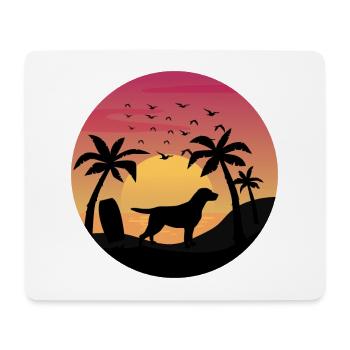 Labrador Retriever Dog Surfing Beach Palm Trees - Mouse Pad (horizontal) - white - Front