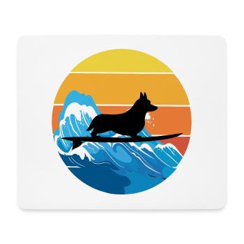 Cardigan Gallois Corgi Dog Surfing Vintage Rétro - Tapis de souris (format paysage) - blanc - Devant