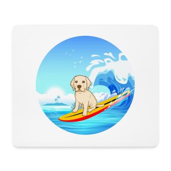 Labrador Retriever Chien Surf Vagues de la mer - Tapis de souris (format paysage) - blanc - Devant