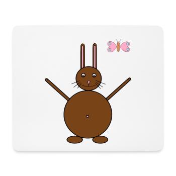 Brauner Hase & rosa/blauer Schmetterling - Mousepad (Querformat) - Weiß - Vorne