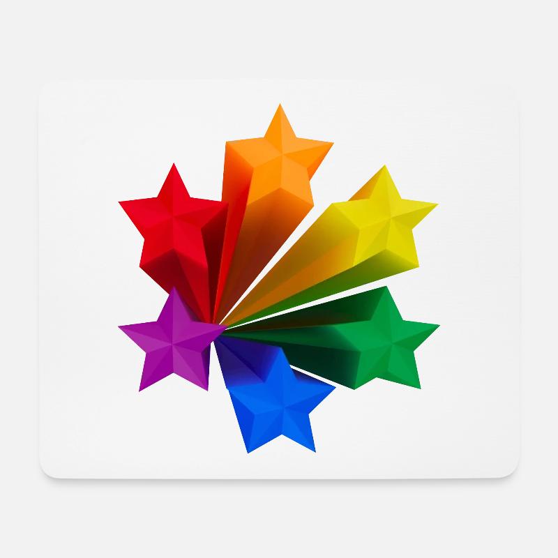 Dynamische Regenbogen-Sterne LGBT - Mousepad (Querformat) - Weiß