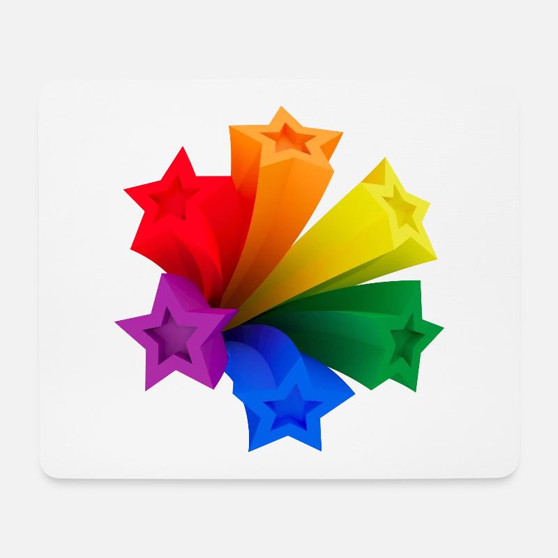 Dynamische Regenbogen-Sterne LGBT V3 - Mousepad (Querformat) - Weiß