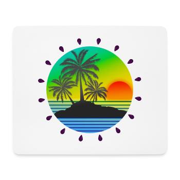 Belle image de l’île avec des rayons de soleil. Motif de vacances - Tapis de souris (format paysage) - blanc - Devant