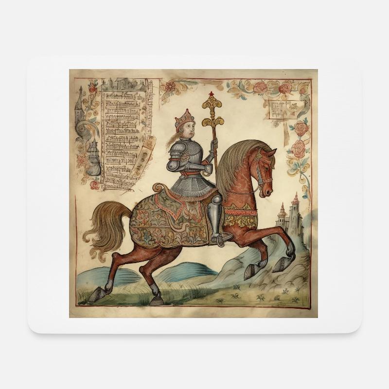 Ritter auf dem Pferd, Mittelalter - Mousepad (Querformat) - Weiß