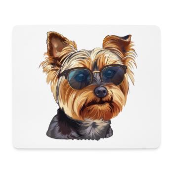 Yorkshire Terrier, Dog, Sunglasses, Summer - Mouse Pad (horizontal) - white - Front