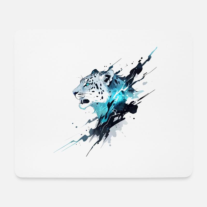 Schneeleopard - Mousepad (Querformat) - Weiß