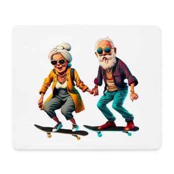 Cool old couple skater hipster - Mouse Pad (horizontal) - white - Front