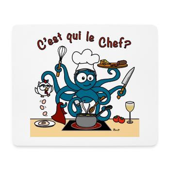Poulpe Cuistot, Chef Cuisine Gastronomie Citations - Tapis de souris (format paysage) - blanc - Devant