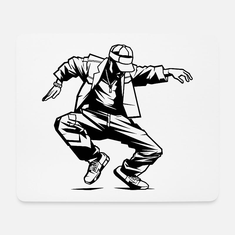 Breakdancer Zeichnung - Mousepad (Querformat) - Weiß