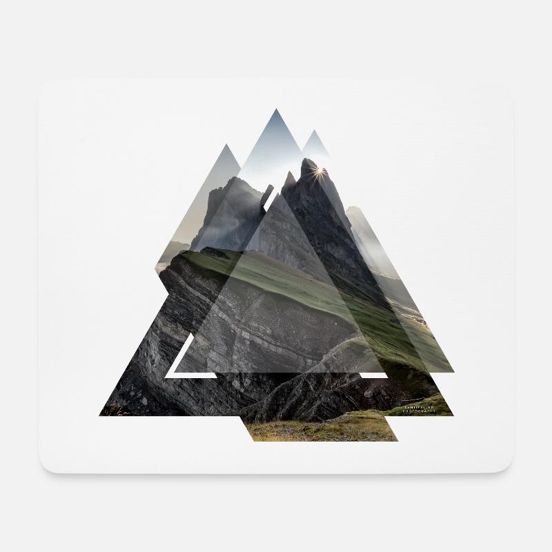Dreieck Geometrie Landschaft Dolomiten - Mousepad (Querformat) - Weiß