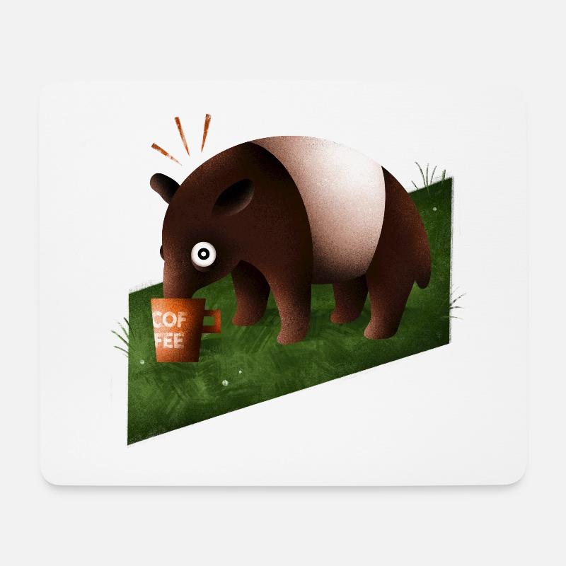 Coffee Tapir - Müder Tapir - Mousepad (Querformat) - Weiß