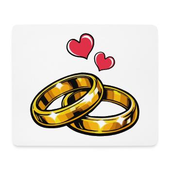 Golden Wedding Rings with Hearts - Mouse Pad (horizontal) - white - Front