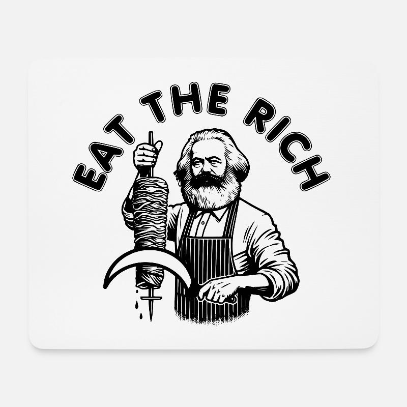 Eat the rich - Karl Marx Eat Döner Kebab Rich - Mousepad (Querformat) - Weiß
