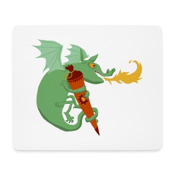 Drache mit Schultüte - Mousepad (Querformat) - Weiß - Vorne