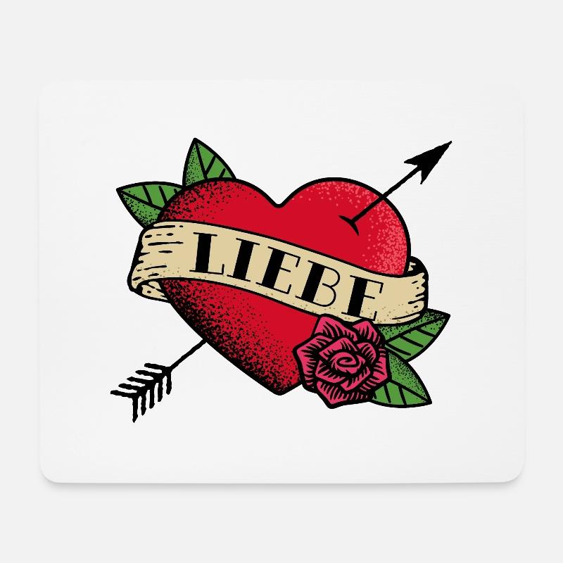 Herz Tattoo Liebe - Mousepad (Querformat) - Weiß