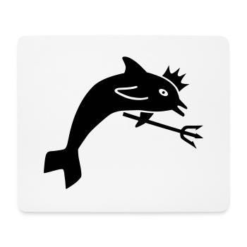 ★ couleurs de conception modifiables ★ dauphin, couronne, trident - Tapis de souris (format paysage) - blanc - Devant
