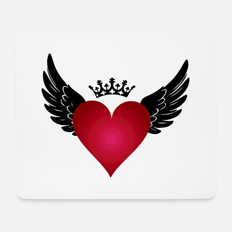 Ein Herz mit Flügeln und Krone: Liebe, die fliegt - Mousepad (Querformat) - Weiß