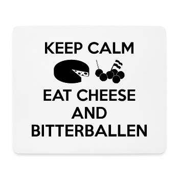 KEEP CALM Essen Sie Käse und Bitterballen Multi Color - Mousepad (Querformat) - Weiß - Vorne