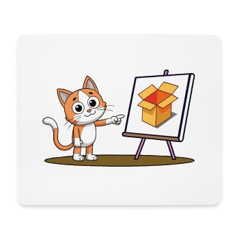 Katze und Karton - Mousepad (Querformat) - Weiß - Vorne